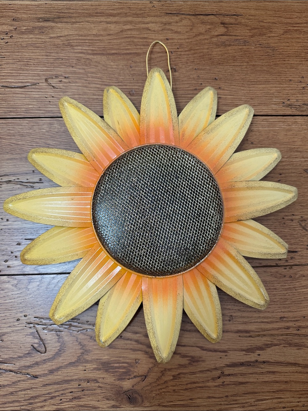 Sunflower Wall Art Hanging Decor - Yellow Orange Rustic Design